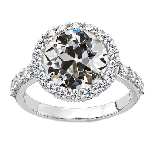 Round Old Mine Cut Halo Anniversary Diamond Ring 4.50 Carats