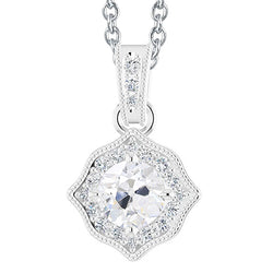 Round Old Mine Cut Halo Natural Earth Mined Diamond Pendant 3 Carats Women's Jewelry