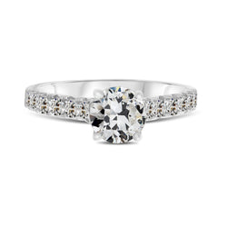 Round Old Mine Cut Solitaire With Accent Natural Diamond Ring 3 Carats