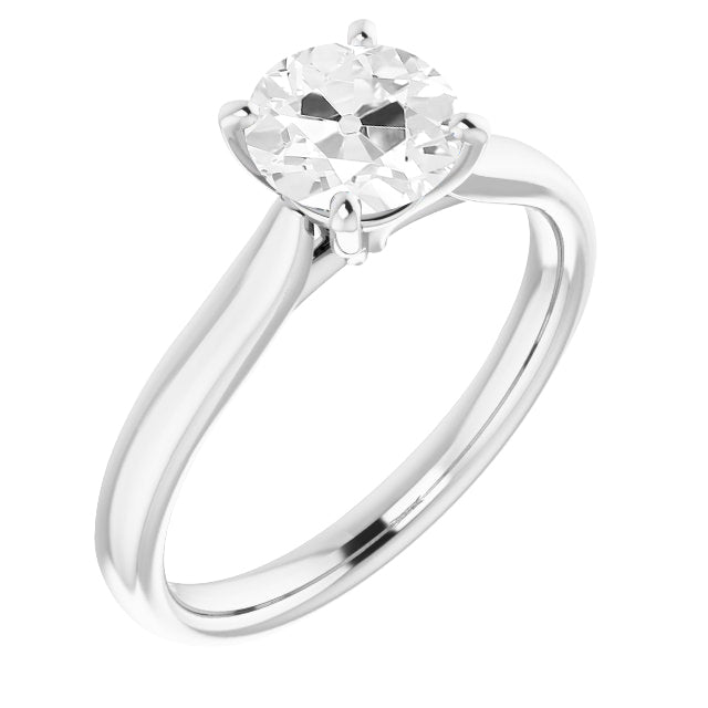 Round Old Mine Diamond Cut Solitaire Engagement Ring 2 Carats