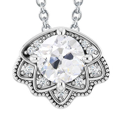 Round Old Mine Natural Earth Mined Diamond Pendant 5.50 Carats With Chain White Gold 14K