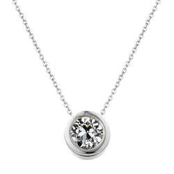 Round Old Mine Pendant 1 Carat Diamond Bezel Necklace