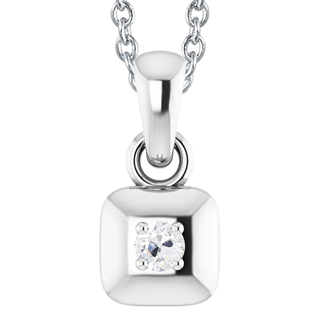 Old Miner Diamond Pendant Prong Set white Gold