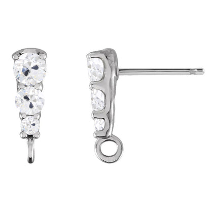 8 Carats Round Old Miner 3 Stone Diamond Stud Earrings White Gold