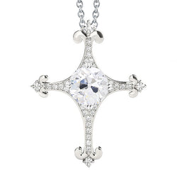 Round Old Miner Cross Natural Earth Mined Diamond Pendant 2.50 Carats With Chain