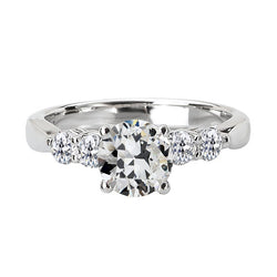 Round Old Miner Real Natural Earth Mined Diamond Anniversary Ring 5 Stones 6 Carats