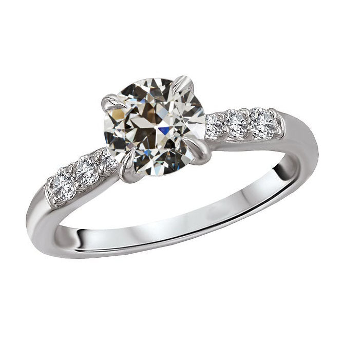  Sparkling Unique Lady’s Engagement White Gold  Old Miner Diamond Anniversary Ring Women’s Gold Jewelry