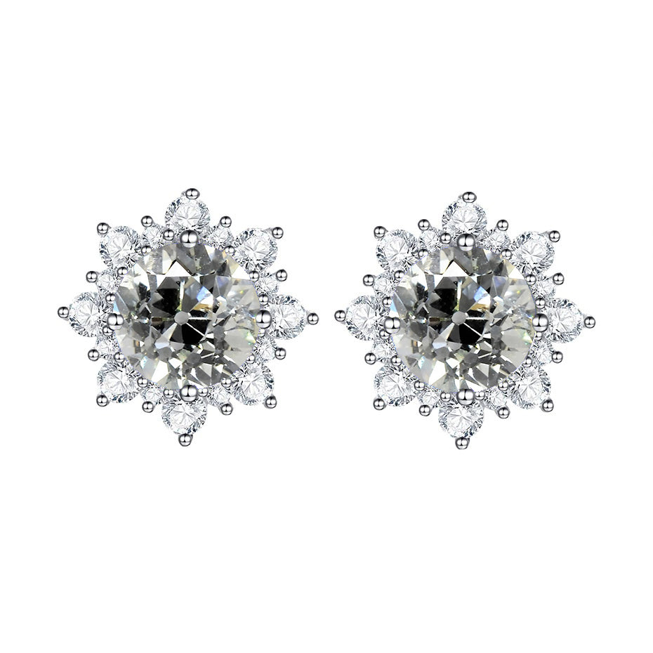 natural round diamond 3.50ct earring front view