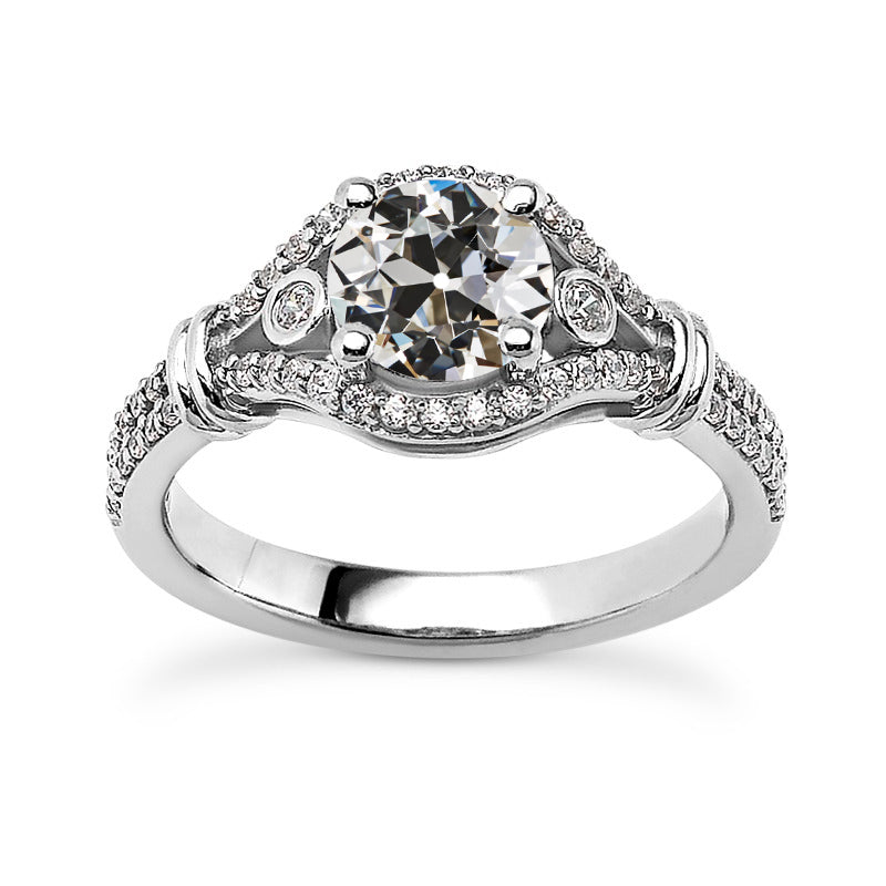 Round Old Miner Diamond Engagement Ring