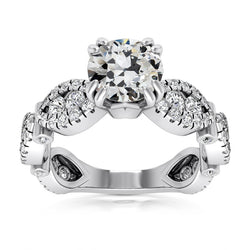 Round Old Miner Real Natural Earth Mined Diamond Fancy Ring Double Prong Set 7.50 Carats