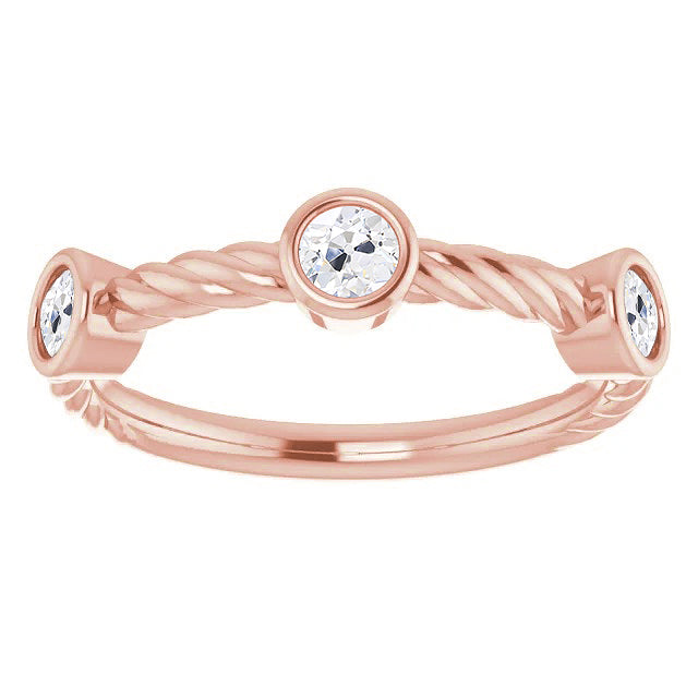 Round Old Miner Diamond Half Eternity Band