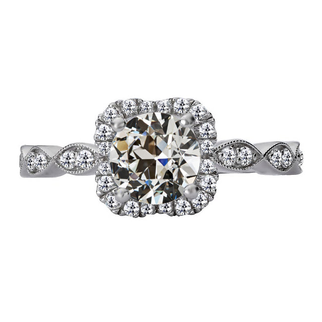 Round Old Miner Diamond Halo Anniversary Ring