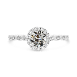 Round Old Miner Natural Earth Mined Diamond Halo Ladies Ring 14K White Gold 3 Carats