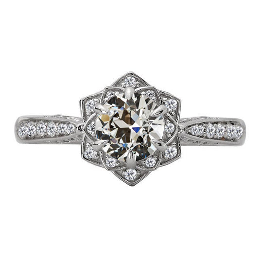 natural round diamond 4ct ring front view
