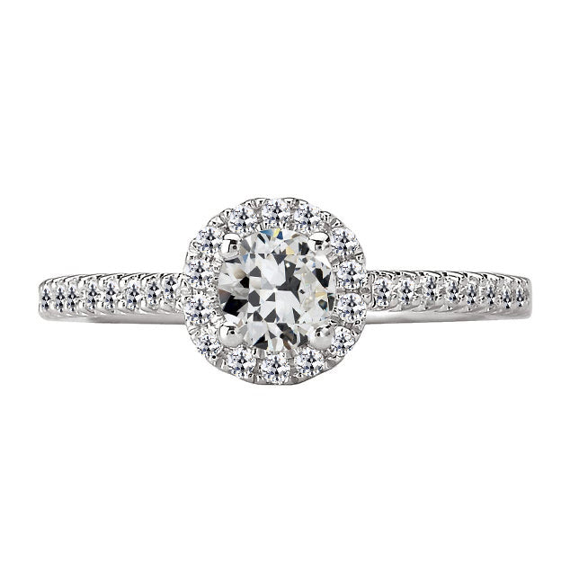 Round Old Miner Diamond Halo Ring With Accents