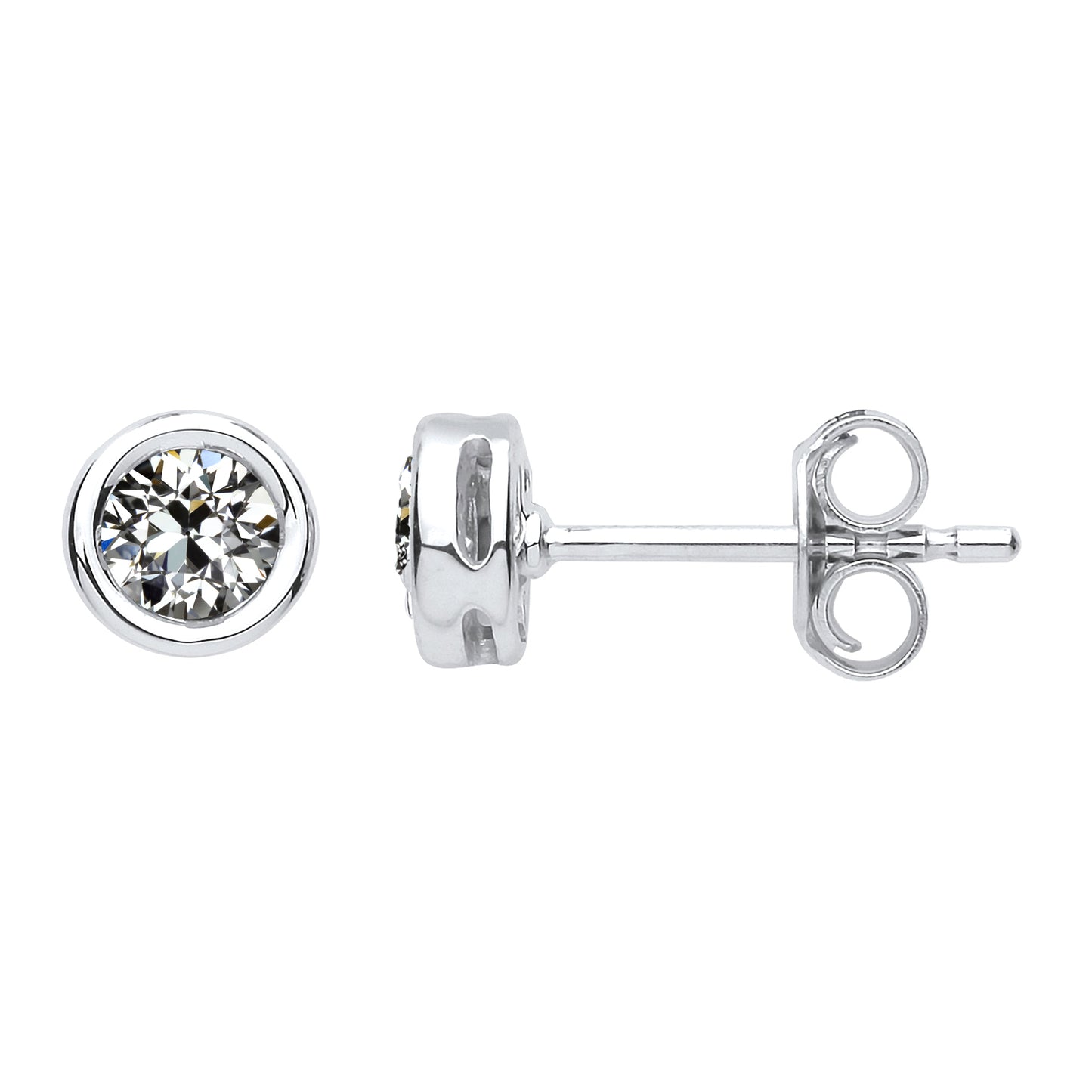 3 Ct Diamond Studs Bezel Set Round Old Miner Jewelry 