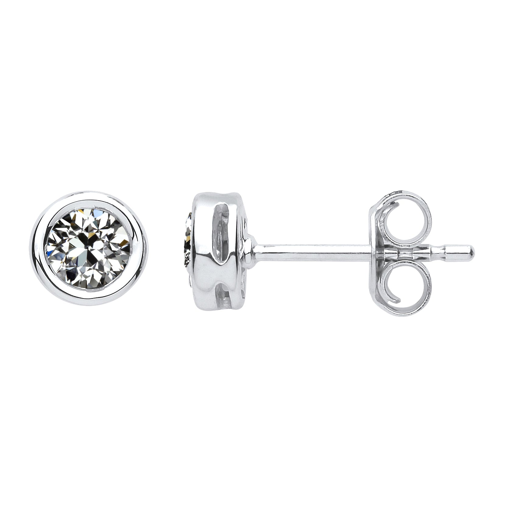 3 Ct Diamond Studs Bezel Set Round Old Miner Jewelry 