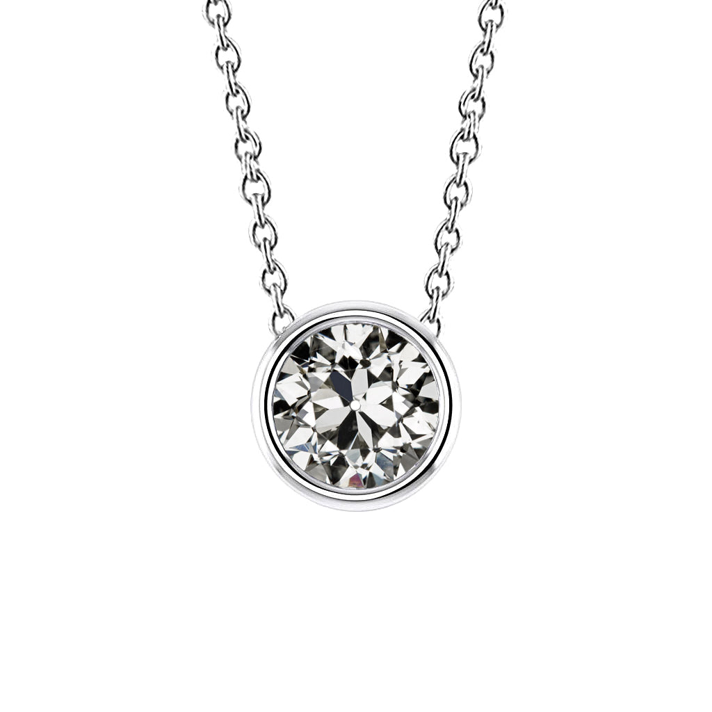 Round Old Miner Diamond Pendant Bezel Set 1.50 Carats