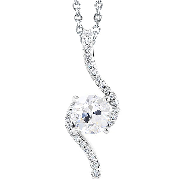 Old Miner Diamond Pendant White Gold With Chain