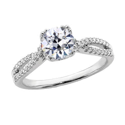 Round Old Miner Genuine Natural Earth Mined Diamond Ring 14K Gold Split Shank 4 Carats Jewelry