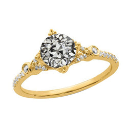 Genuine   Round Old Miner Diamond Ring 14K Yellow Gold 3.75 Carats Jewelry