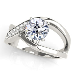 Round Old Miner Real Natural Earth Mined Diamond Ring 4 Prong Set Split Shank 3.25 Carats