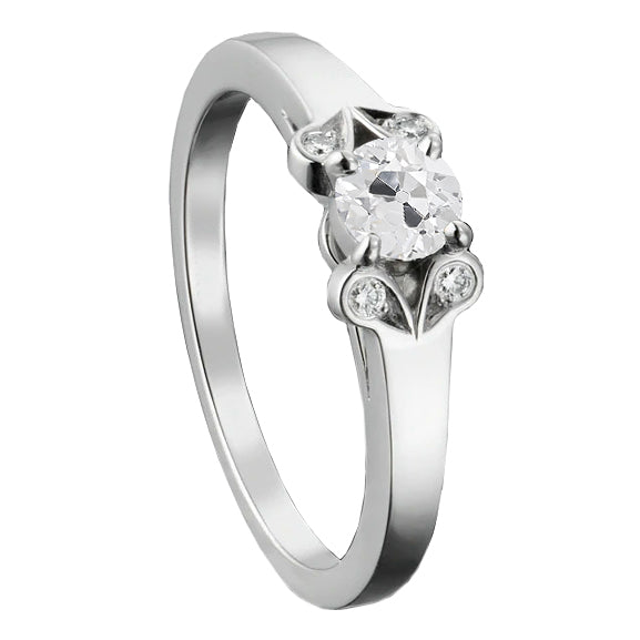 white Round Old Miner Diamond Ring