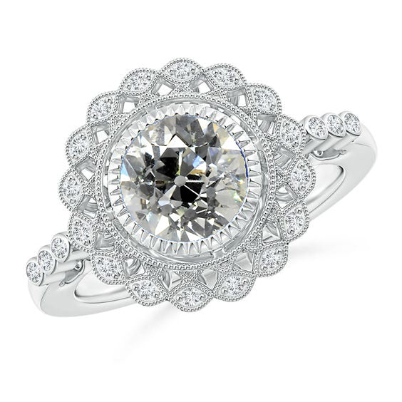 Round Old Miner Diamond Ring Bezel Set