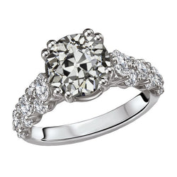Round Old Miner Real Natural Earth Mined Diamond Ring Double Prong Set Gold 7.50 Carats