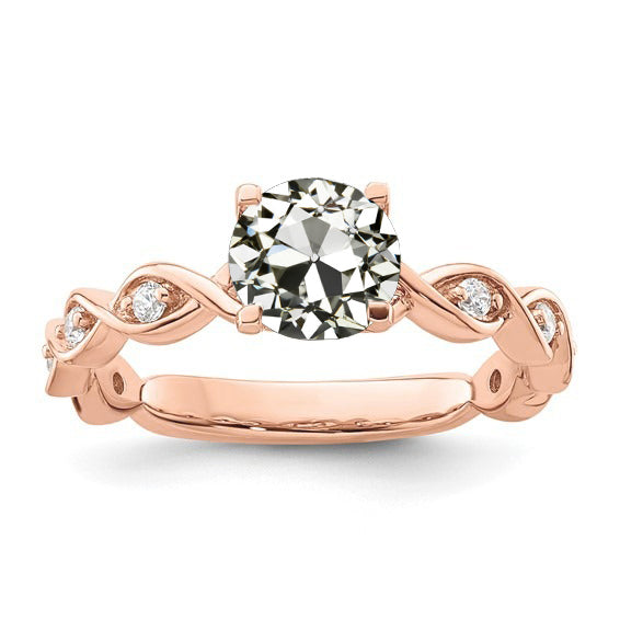 Round Old Miner Diamond Ring Infinity Prong Set