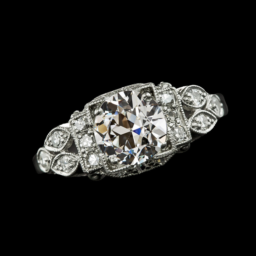 Round Old Miner Diamond Ring Jewelry Milgrain