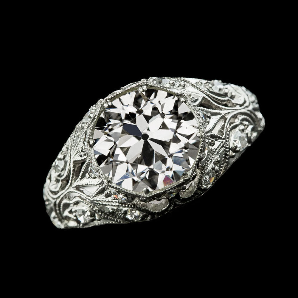 Wedding anniversary white  Round Old Miner Diamond Ring