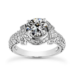 Round Old Miner Genuine Natural Earth Mined Diamond Ring Multi Row Accents Twisted Shank 5 Carats