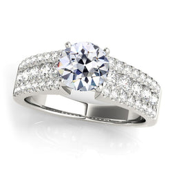 Round Old Miner Real Natural Earth Mined Diamond Ring Pave Triple Row Accents 5 Carats