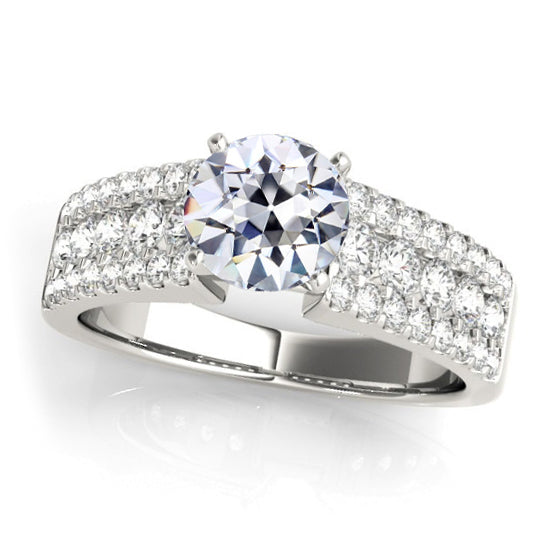 Round Old Miner Diamond Ring Pave setting