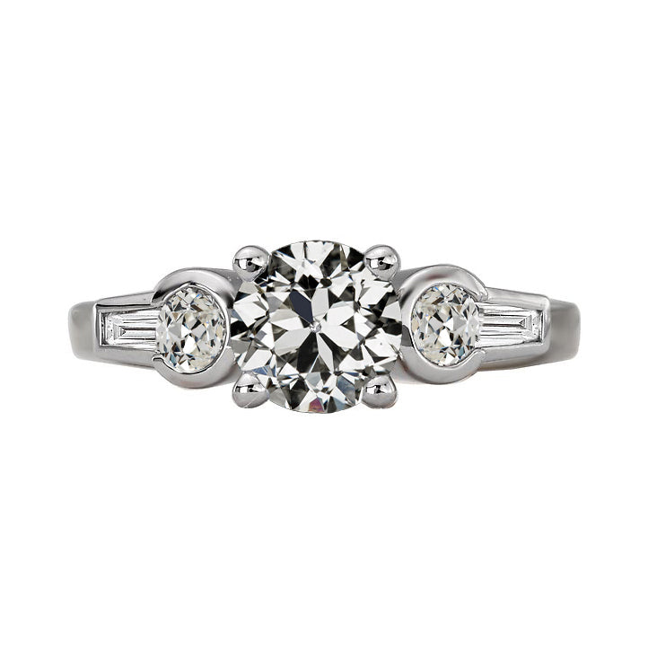   Fancy Lady’s Sparkling Vintage Style White Gold Weeding Anniversary  Round Old Miner Diamond Ring