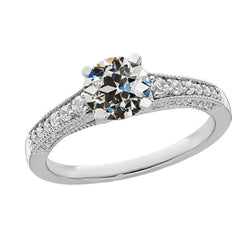 Round Old Miner Real Natural Earth Mined Diamond Ring Prong Set Milgrain Shank 4.50 Carats