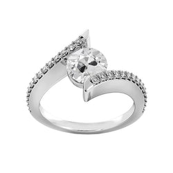 Round Old Miner Real Natural Earth Mined Diamond Ring Tension Style 3.25 Carats White Gold