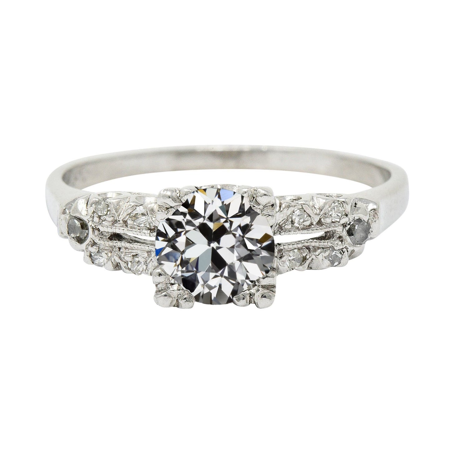 White gold Women's Anniversary Old Miner Diamond Ring Triple Prong