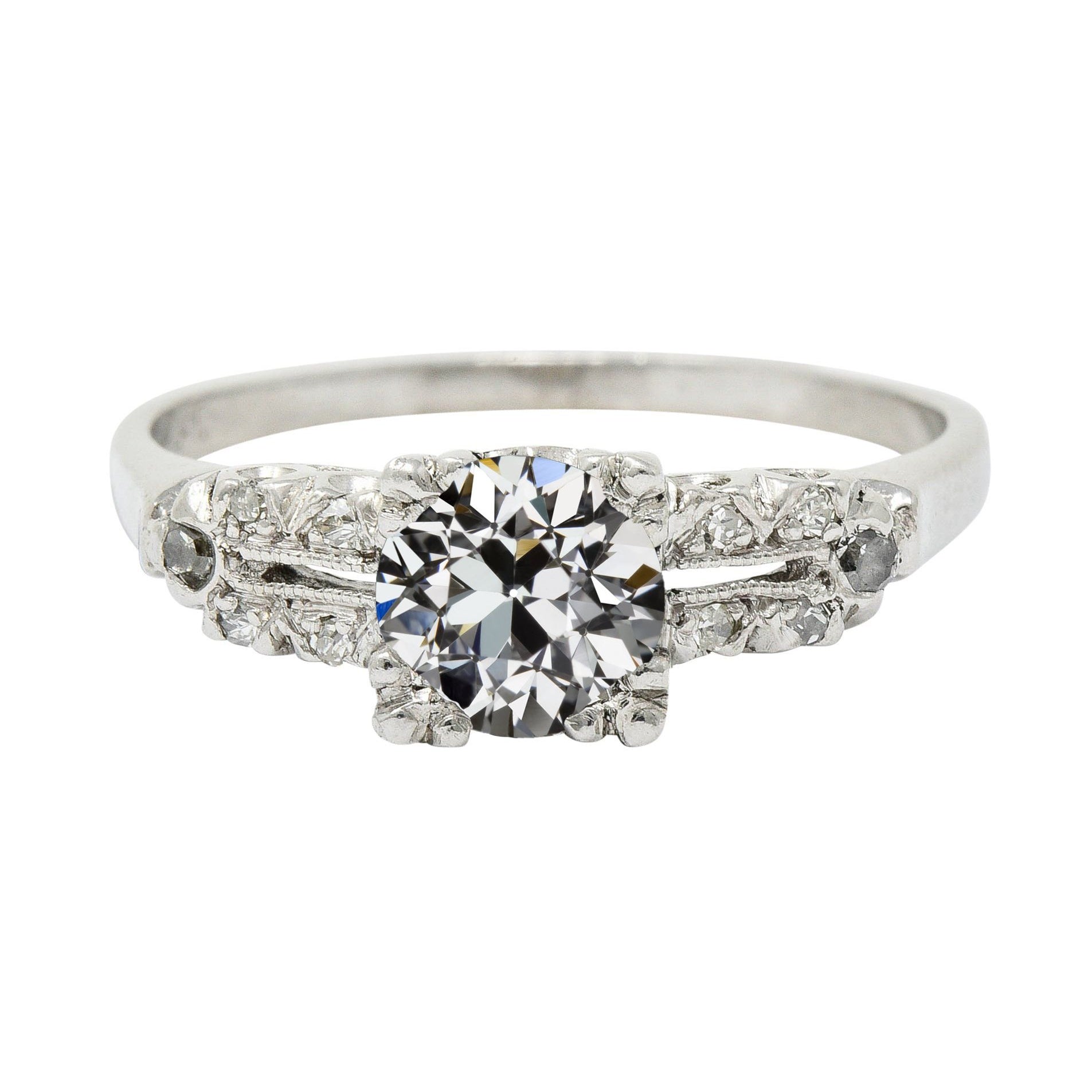White gold Women's Anniversary Old Miner Diamond Ring Triple Prong