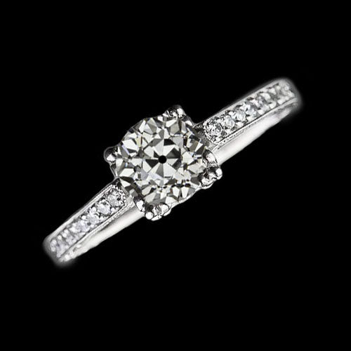 Pear Engagement Ring White Gold Solitaire Ring with Accents