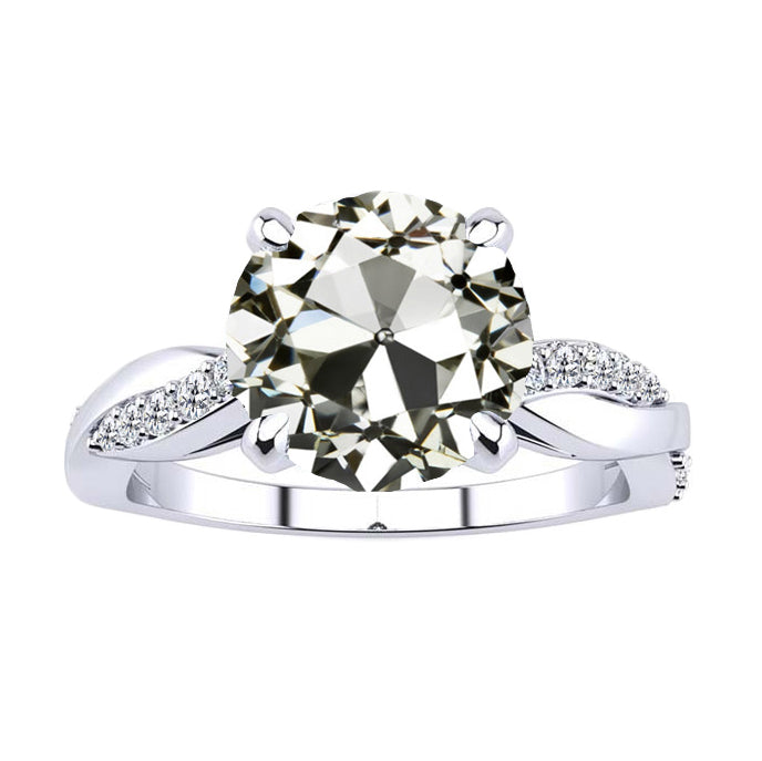 Round Old Miner Diamond Solitaire Accented Ring Infinity Shank 5 Ct
