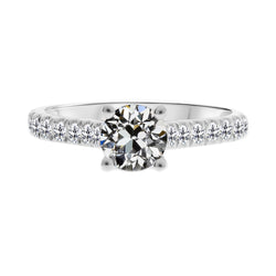2.50 Carats Round Old Miner Genuine Natural Real Diamond ( Not Lab Grown ) Solitaire Ring With Accents