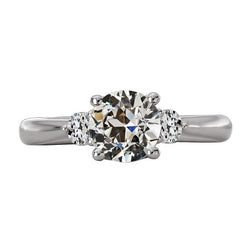 Round Old Miner Diamond Three Stone Engagement Ring 3.50 Carats