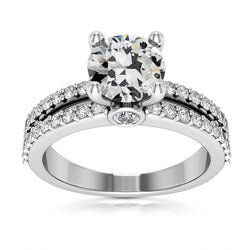 Round Old Miner Real Natural Earth Mined Diamond Wedding Ring 4 Prong Set 6 Carats Gold