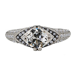 Genuine   Round Old Miner Diamond Wedding Ring Black & White Gold 4 Carats