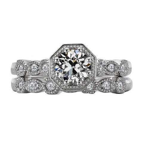 Round Old Miner Diamond Wedding Ring