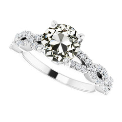 Round Old Miner Real Natural Earth Mined Diamond Wedding Ring Twisted Shank 14K Gold 5 Carats