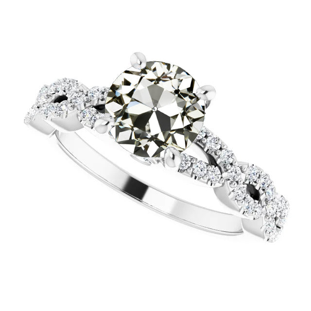 Round Old Miner Diamond Wedding Ring