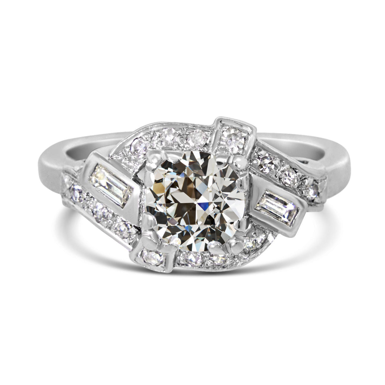 Old Miner Diamond Wedding Ring White Gold Jewelry